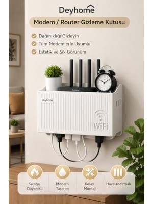 Orevio Pleksi Duvar Tipi Modem Saklama ve Koruma Kutusu, Wi-Fi Router Için