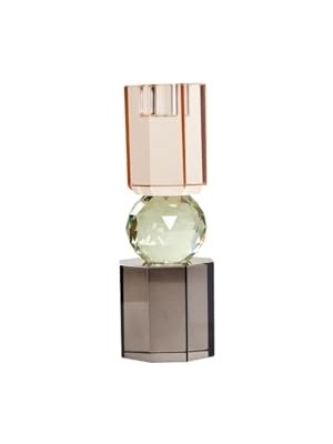 Orevio Kristal Mum Tutucu, Şeftali/nane/füme Gri, 7,5x6 cm