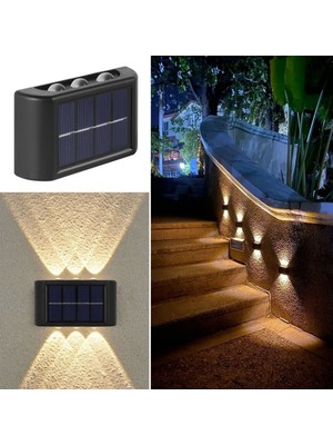 Go İthalat 6 Ledli Solar Güneş Enerjili Aplik Led, Dekoratif Duvar Monteli Gün Işığı LED (784)