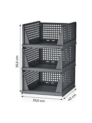 Prime Life 3 Lü Kayar Raf Organizer Gri Dolap Içi Kıyafet Aksesuar Düzenleyici 45X35 cm MIT1263