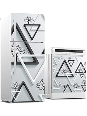 Orevio Siyah Beyaz Ağaç Desenli Beyaz Eşya Stickerı