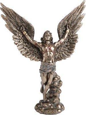 Orevio Icarus Uçuş Heykeli, Yunan Mitolojisi Dekoru, Soğuk Döküm Reçine ve Bronz Kaplama, 8 1/8 Inç
