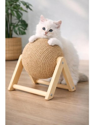 Prime Pureza Kedi Tırmalama Topu | Ahşap Ayaklı, Dayanıklı Kedi Oyuncağı