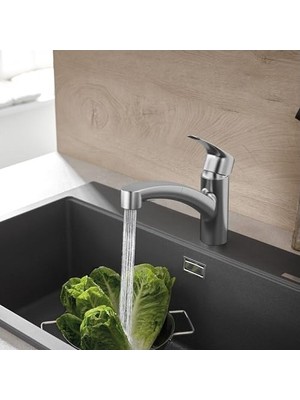 Prime 30306DC1 Eurosmart Çift Püskürtme Pull-Out Mutfak Bataryası Püskürtücülü Supersteel (Paslanmaz Çelik)