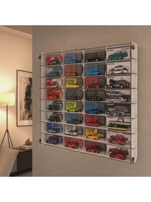 Orevio 1:64 Ölçekli Diecast Araba Vitrini, Akrilik Kapaklı Sergileme Kutusu