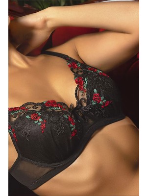 Golshan Grace Big Size Plunge Bra, Siyah Dantelli Konforlu ve Şık Sütyen