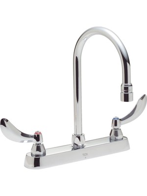 Musluk 26C3934 26T, Iki Kulplu 8 Inç Döküm Güverte Montajlı Musluk, Krom, 6.5 x 7.7 x 12 Inç