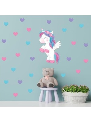 Prime Sevimli ve Renkli Kalpler Duvar Seti - Bebek ve Çocuk Odası Dekoratif Yapışkanlı Folyo