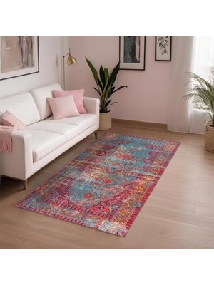 Cloon Kadife Kaymaz Pamuk Tabanlı Yıkanabilir Antibakteriyel Salon Halısı 120X180