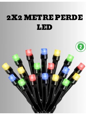 Pileli Store 2x2 Metre Pil Ile Çalışan Perde LED Işık – 8 Modlu Dekoratif