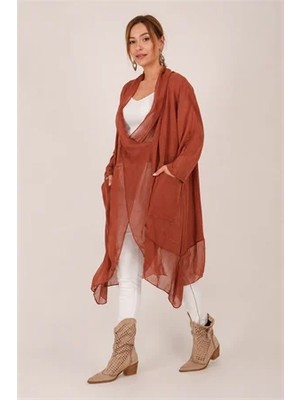 Bohem Stil Italyan Ipek Detaylı Oversize Kaftan & Bluz