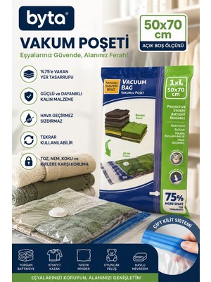 Vakumlu Hurç Poşeti 50X70 cm Vakum Torbası Yer Tasarruflu Saklama Poşeti