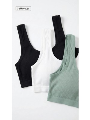 Underwear Bodyway 3'lü Eko Paket Fitilli Kalın Askılı Çıkarılabilir Pedli Büstiyer Yarım Atlet Sütyen