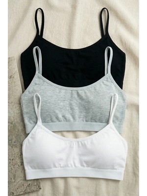 Underwear Bodyway Büyük Beden 3'lü Paket Pamuklu Çıkarılabilir Pedli Telsiz Bralet Büstiyer Sütyen Seti