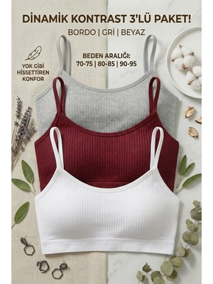 Underwear Bodyway 3'lü Paket Pamuklu Fitilli Çıkarılabilir Pedli Ince Ip Askılı Bralet Büstiyer Sütyen
