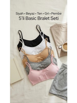 Underwear Bodyway 5'li Paket Pamuklu Çıkarılabilir Pedli Ince Askılı Bralet Büstiyer Günlük Sütyen Seti