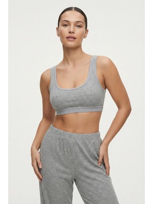 Underwear Bodyway Kadın Fitilli Kalın Askılı Esnek Toparlayıcı Crop Atlet Büstiyer Günlük Sütyen