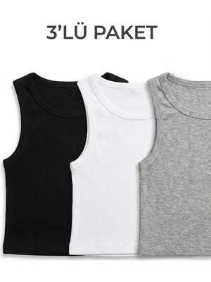 Underwear Bodyway 3'lü Paket Kadın Kaşkorse Fitilli Bisiklet Yaka Crop Atlet Yarım Büstiyer