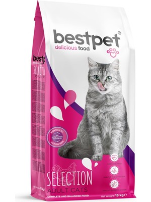 Bestpet Selection, Yetişkin, Seçici Kediler Için Tavuk Etli Kuru Mama, 15 kg