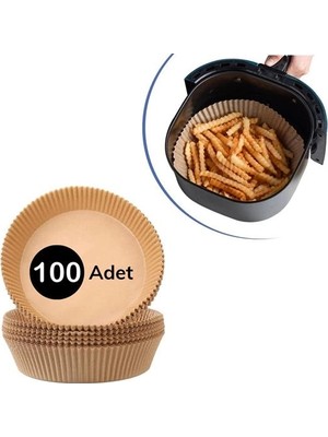 100 Adet  Air Fryer Pişirme Kağıdı Tek Kullanımlık  Yağlı Kağıdı Yuvarlak Tabak Model BX40