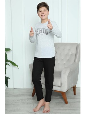 Beruflic Erkek Çocuk Penye Pijama Takım Gri Under Moda