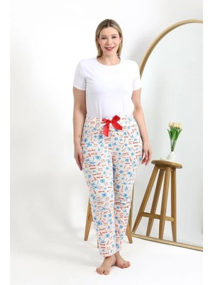 Beruflic Kadın Pamuklu Büyük Beden Alt Pijama Ekru Under Moda