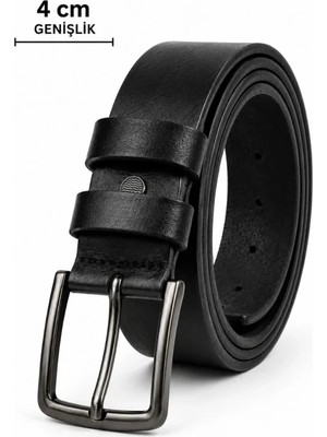 Beruflic Erkek Hakiki Deri 4 cm Klasik Kemer Metal Tokalı Günlük ve Klasik Kullanım