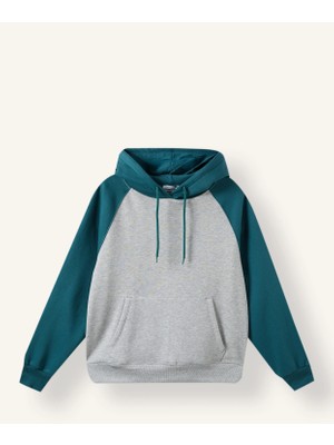 DeFacto Oversize Kapüşonlu Reglan Kollu Kanguru Cepli Kalın Basic Sweatshirt I3832AX26WN