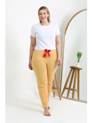 Beruflic Kadın Pamuklu Büyük Beden Alt Pijama Sarı Under Moda