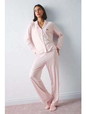 DeFacto Regular Fit Uzun Kollu Pötikare Desenli 2'li Pijama Takım H8799AX26AU