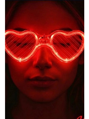 Eco Lounge 3 Modlu Kırmızı LED Işıklı Kalp Gözlük – 40 Adetlik Parti Paketi, Glow Aksesuarı BX-313759
