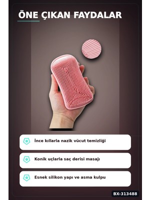 Eco Lounge Çift Taraflı Silikon Banyo Masaj Fırçası - Saç Derisi Yatıştırıcı Taraklı 1 Adet BX-313488