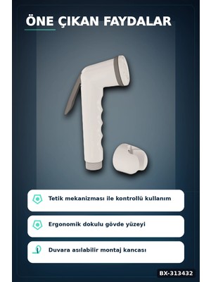 Eco Lounge Köşeli Taharetmatik Şattaf Başlık - Beyaz Gri Plastik - Banyo Aksesuarı BX-313432
