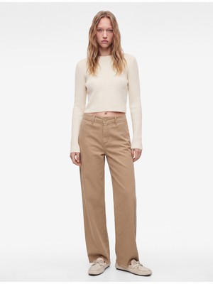 Koton Bisiklet Yaka Uzun Kollu Slim Fit Basic Crop Triko Kazak