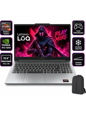 Lenovo Loq 83S0002VTR-SM RYZEN5-7535HS 16GB 512GB SSD RTX3050 15.6" Fhd Freedos Dizüstü Bilgisayar + Shopimode Çanta