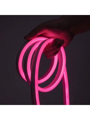 Ema Dükkan 12 Volt 3 Metre Pembe Neon Led Işık Prize Takılmaya Hazır Değil Esnek Silikon Şerit Led