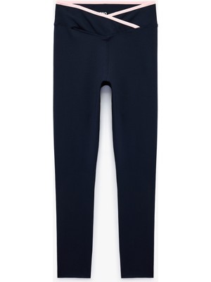 Koton Yüksek Bel Kemer Detaylı Biyeli Slim Fit Spor Tayt