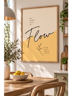 Pegziz Flow Yazılı Modern Çerçeveli Tablo – Minimal Motivasyon Sözlü Dekoratif Duvar Tablosu