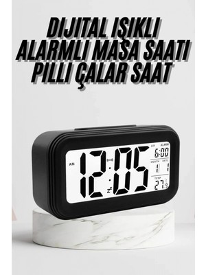 Pileli Store Dijital Masa Saati Termometre Takvim LED Ekran Pilli Ev Ofis Masası