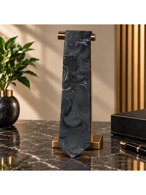 E38 El Işçiliği Erkek Renkli Ebru Kravat 150*5 cm - 6690
