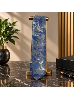 E38 El Işçiliği Erkek Renkli Ebru Kravat 150*5 cm - 6704