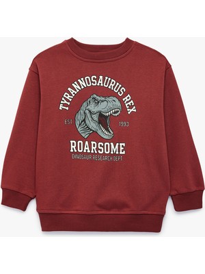 Koton Dinozor Baskılı Bisiklet Yaka Uzun Kollu Sweatshirt
