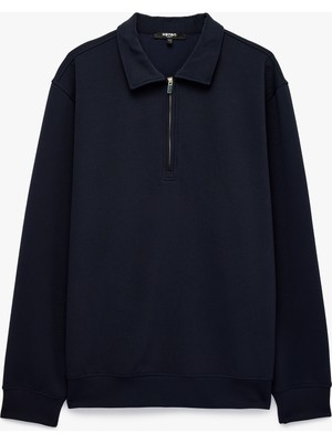 Koton Regular Fit Uzun Kollu Yarım Fermuarlı Sweatshirt
