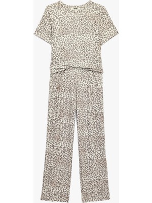 Koton Leopar Desenli Kısa Kollu Pijama Takımı