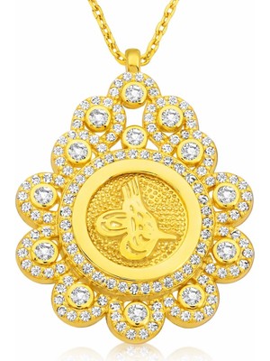 Inure Jewelry Gümüş Damla Çerçeveli Tuğra Bayan Kolye