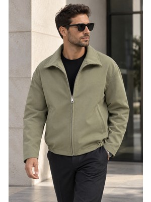 Polo State Erkek Astarlı Fermuarlı Lastik Bel Regular Fit Ceket - Haki