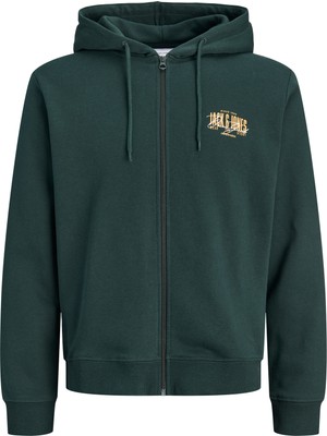 Jack & Jones Erkek Gögüs Baskili Regular Fit Kapüsonlu Sweatshirt - Aero