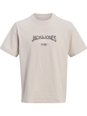 Jack & Jones Erkek Gögüs Baskili Regular Fit Bisiklet Yaka Tisört - Trace