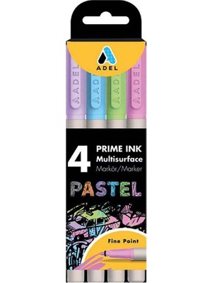 Adel Prime Ink Multisurface 4’lü Marker Pastel