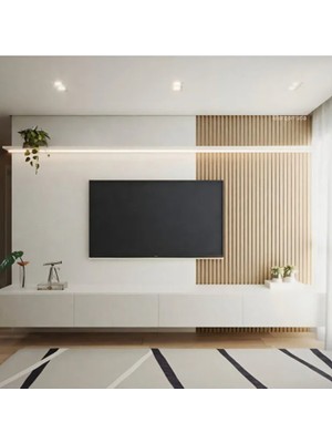 Mozide Mdf Opaco Tv Ünitesi 200 cm Mat Beyaz